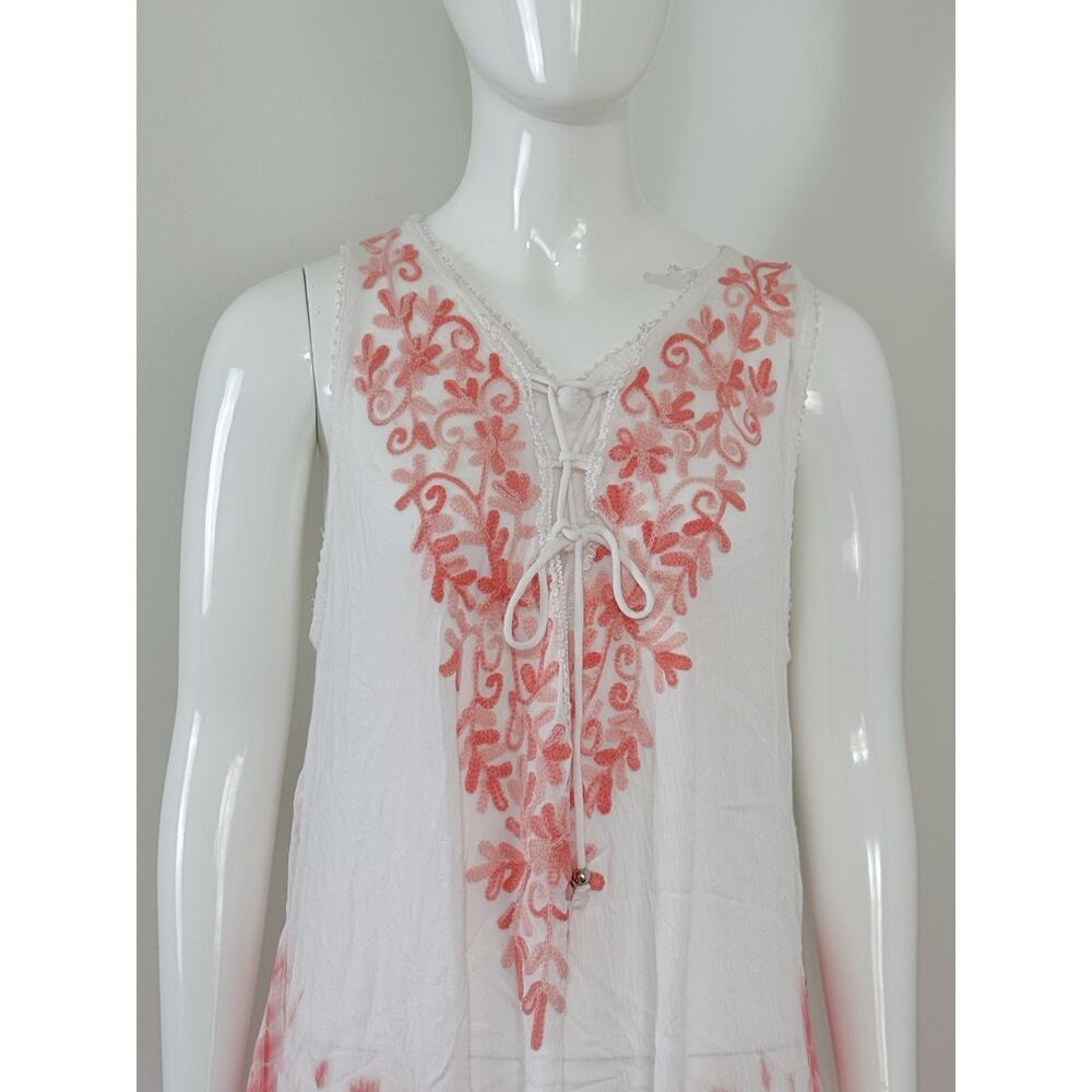 Women’s Dress Embroidered Tie Dye Asymmetrical Boho Hippie Sleeveless One Size - Picture 4 of 13